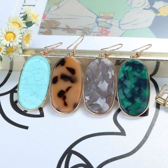 4Pairs Oval Acrylic Dangle Earrings For Women Lightweight Leopard Blue Green Shell Beige Mottled Resin Statement Oval Drop Earrings Set 4Pairs Oval Acrylic Dangle Earrings For Women Lightweight Leopard Blue Green Shell Beige Mottled Resin Statement Oval Drop Earrings Set